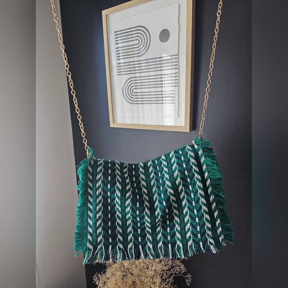 3am Forever Green and Blue Stitch Patterned Bag - Picture 3 of 5